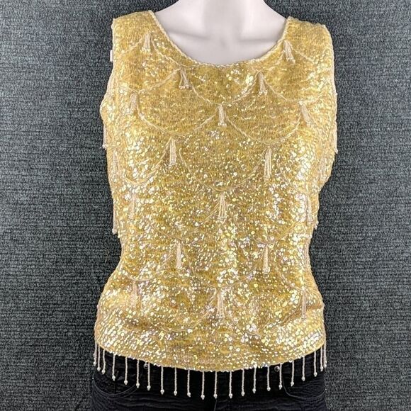 Vintage Tops - Vintage 60's Sequined Beaded Sweater Tank Top EUC!